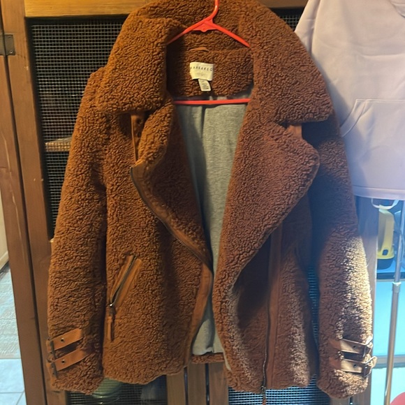 Anthropologie Moto Aviator Bomber Jacket Marrakech Rust Orange Brown Sherpa XS - Picture 5 of 7